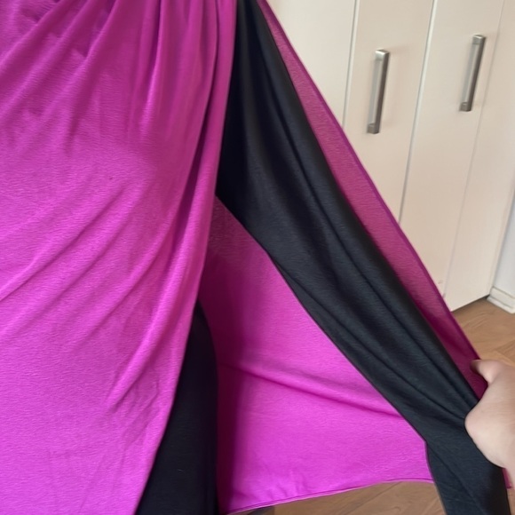 NEW LEAF BY SAMIR Neiman Marcus Cape Pink Black Dress Vintage - Picture 2 of 13